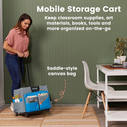 Universal Rolling Cart with Canvas Organizer Bag, Mobile Storage, Red/Grey