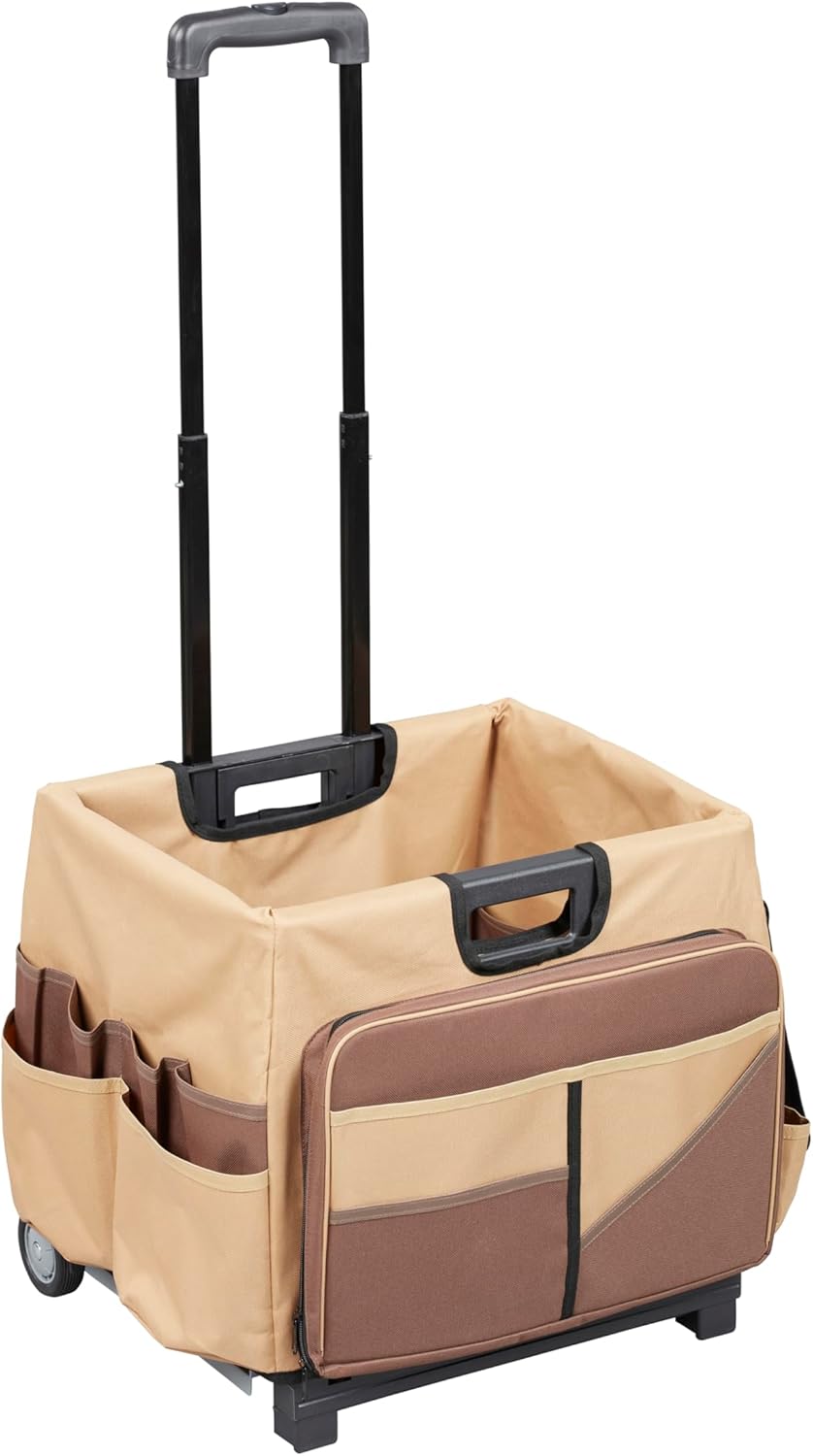 Universal Rolling Cart with Canvas Organizer Bag, Mobile Storage, Red/Grey