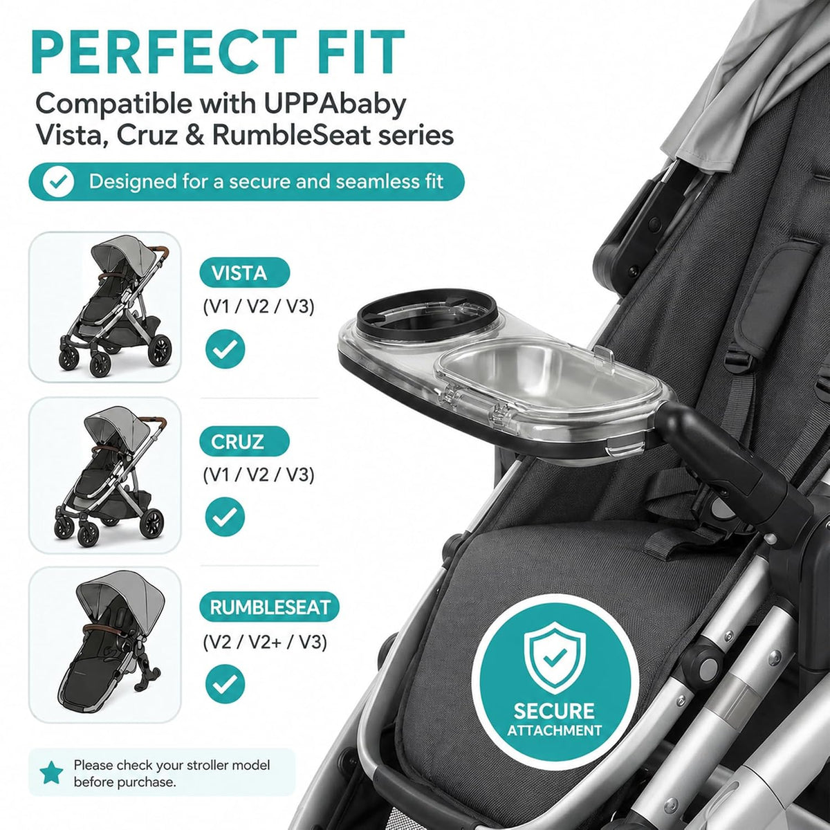 Snack Tray with Dustproof Lid, Fits for UPPAbaby Vista, Cruz, RumbleSeat