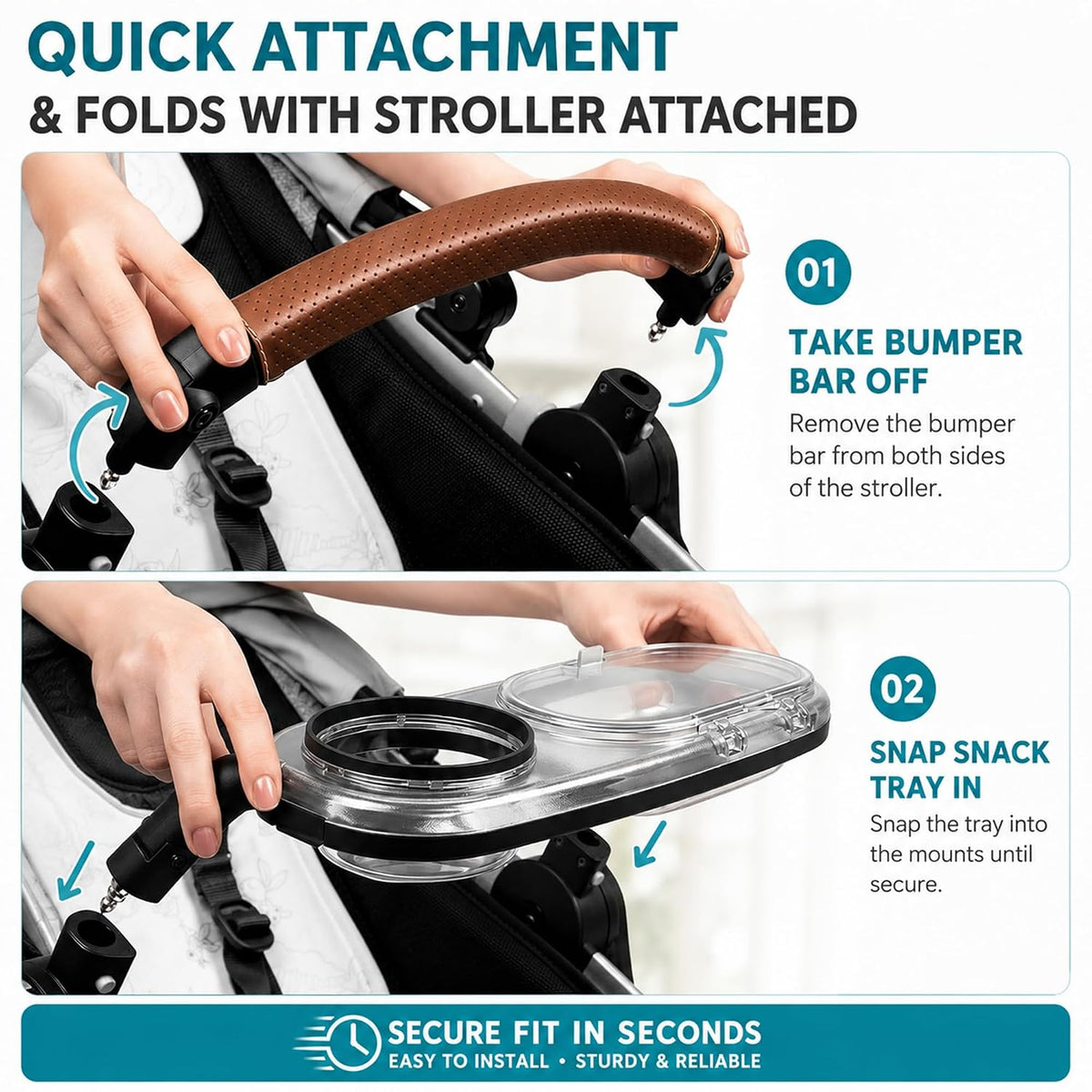 Snack Tray with Dustproof Lid, Fits for UPPAbaby Vista, Cruz, RumbleSeat