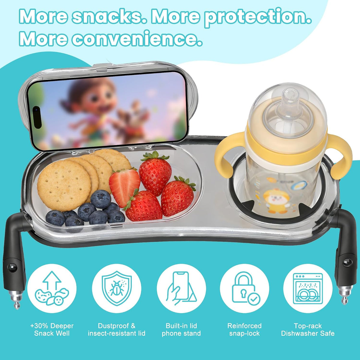 Snack Tray with Dustproof Lid, Fits for UPPAbaby Vista, Cruz, RumbleSeat