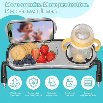 Snack Tray with Dustproof Lid, Fits for UPPAbaby Vista, Cruz, RumbleSeat