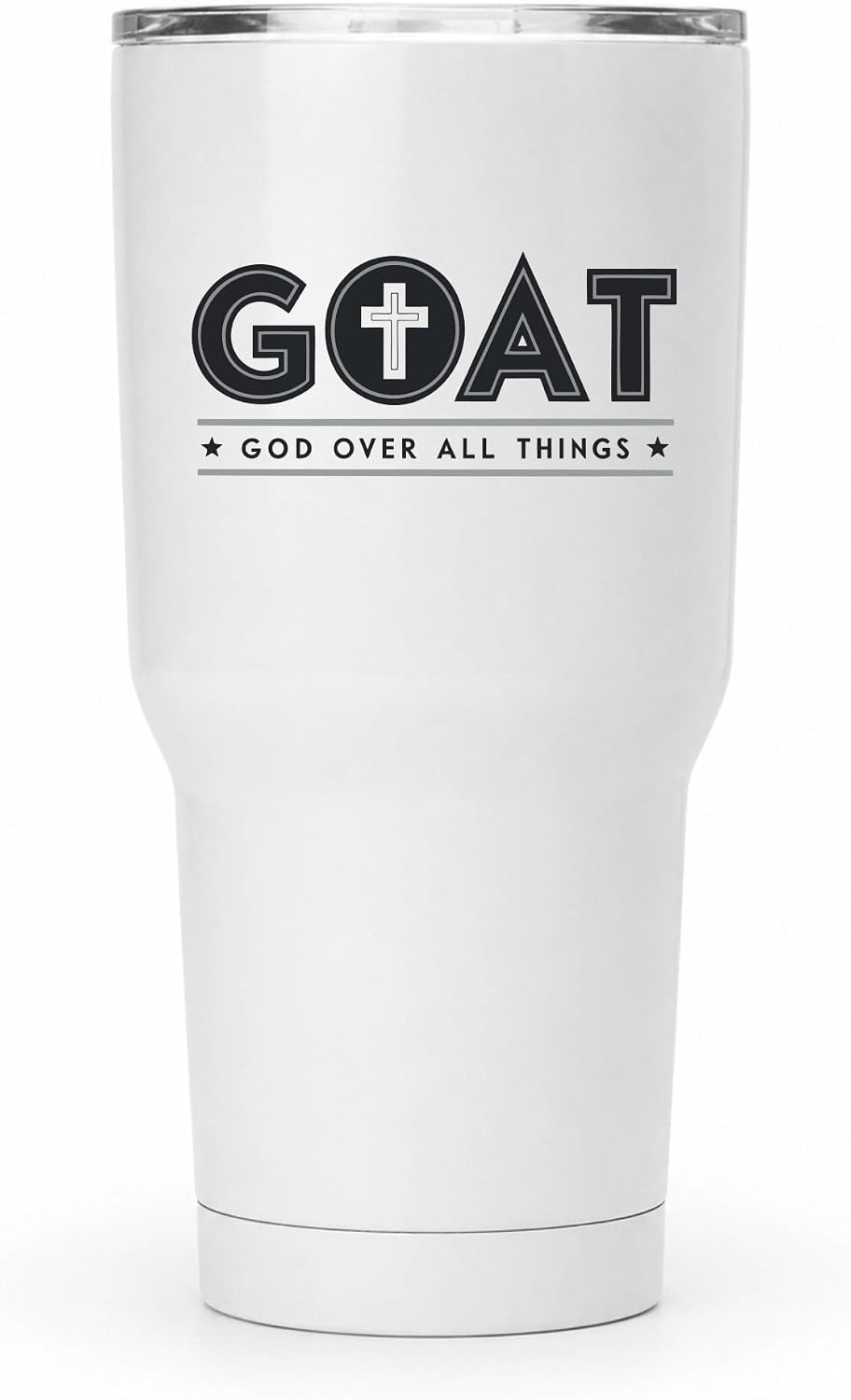 GOAT God Over All Things 20oz White Tumbler | Faith-Forward Design Connecting Everyday Drinkware with a Powerful Declaration of Spiritual Priority