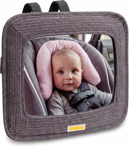 GoldBug Soft Sided Rear & Forward Facing Safety Mirror for Baby & Toddler - Shatter Resistant - Jumbo Baby Car Mirror