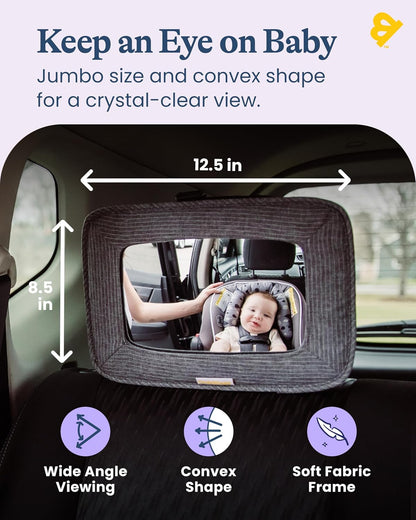 GoldBug Soft Sided Rear & Forward Facing Safety Mirror for Baby & Toddler - Shatter Resistant - Jumbo Baby Car Mirror