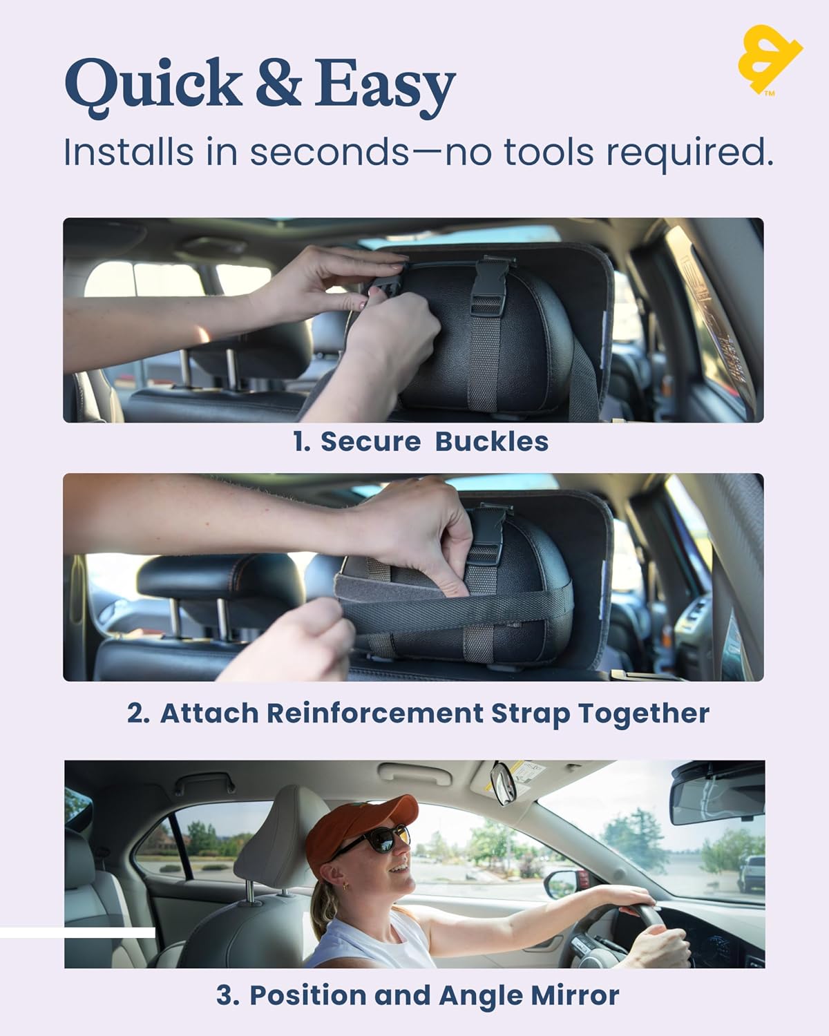 GoldBug Soft Sided Rear & Forward Facing Safety Mirror for Baby & Toddler - Shatter Resistant - Jumbo Baby Car Mirror