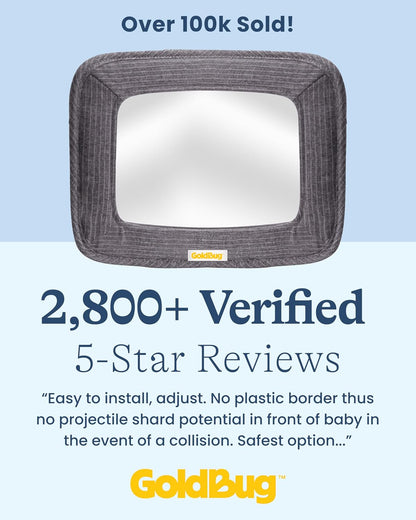 GoldBug Soft Sided Rear & Forward Facing Safety Mirror for Baby & Toddler - Shatter Resistant - Jumbo Baby Car Mirror