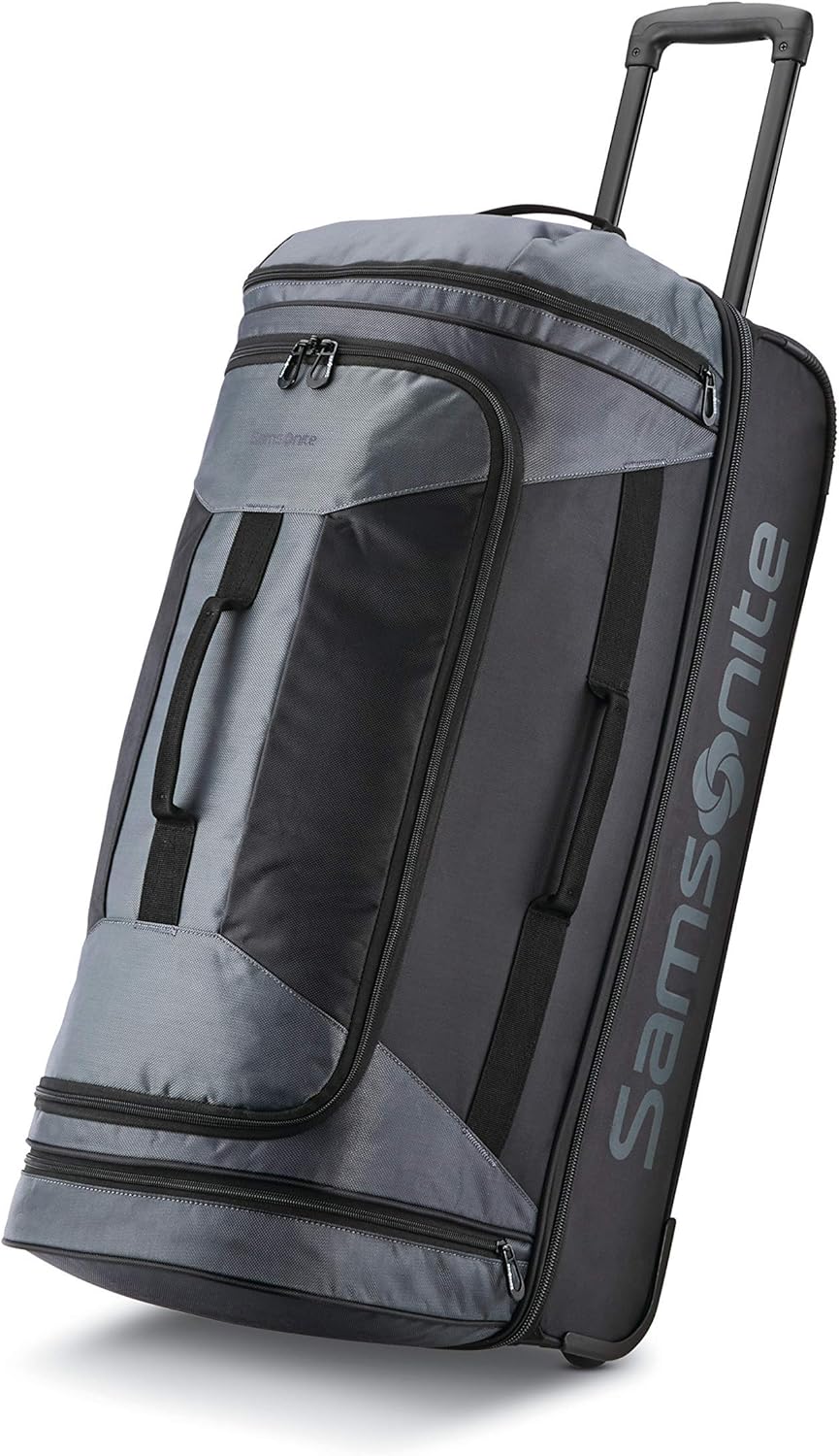 Andante 2 Wheeled Duffel Bag – 28-Inch Durable Rolling Luggage with Inline Skate Wheels, Push-Button Handle & Spacious Compartments – Travel-Friendly and Lightweight - Riverrock/Black