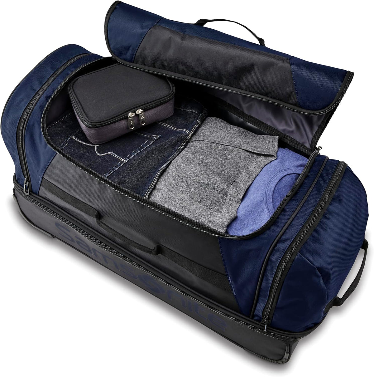 Andante 2 Wheeled Duffel Bag – 28-Inch Durable Rolling Luggage with Inline Skate Wheels, Push-Button Handle & Spacious Compartments – Travel-Friendly and Lightweight - Riverrock/Black