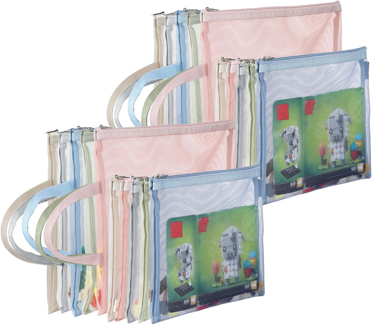4-Pack Large Toy Storage Bags, Mesh Travel Bag for Board Games Storage