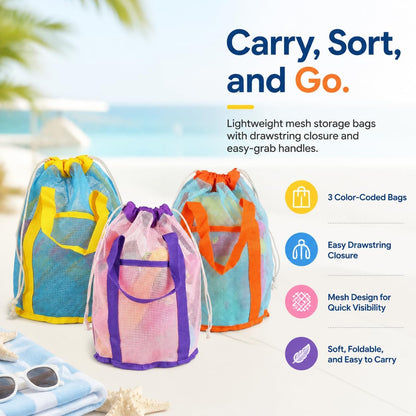 4-Pack Large Toy Storage Bags, Mesh Travel Bag for Board Games Storage