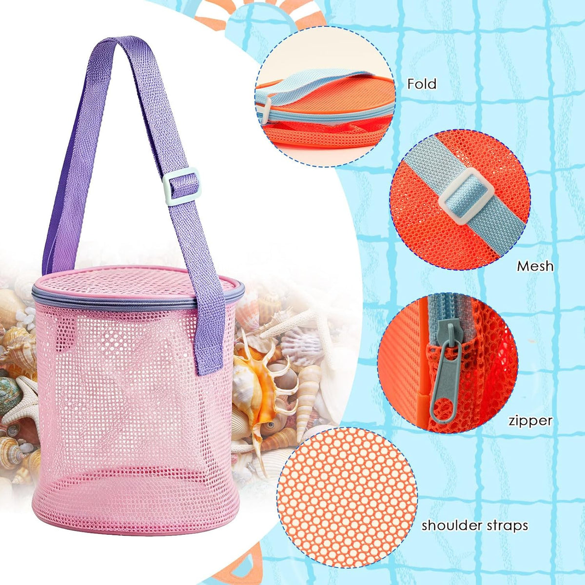 4-Pack Large Toy Storage Bags, Mesh Travel Bag for Board Games Storage