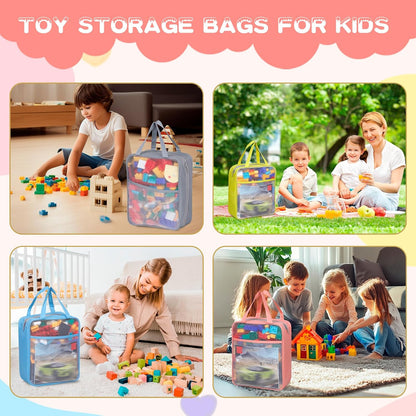 4-Pack Large Toy Storage Bags, Mesh Travel Bag for Board Games Storage