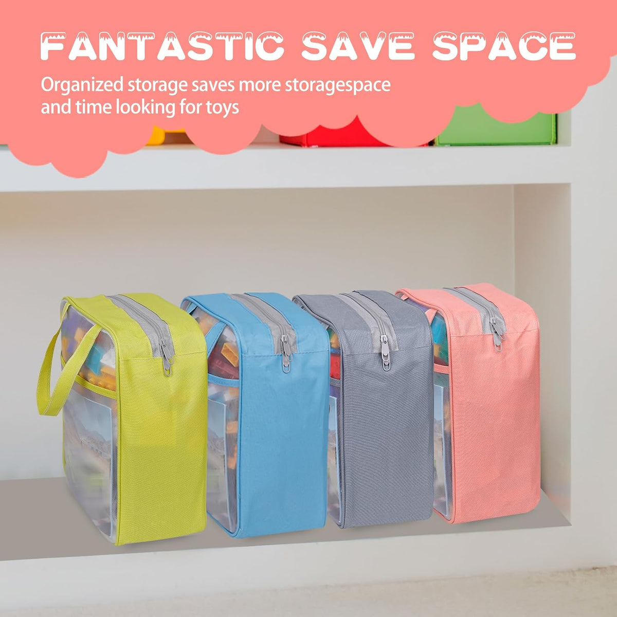 4-Pack Large Toy Storage Bags, Mesh Travel Bag for Board Games Storage