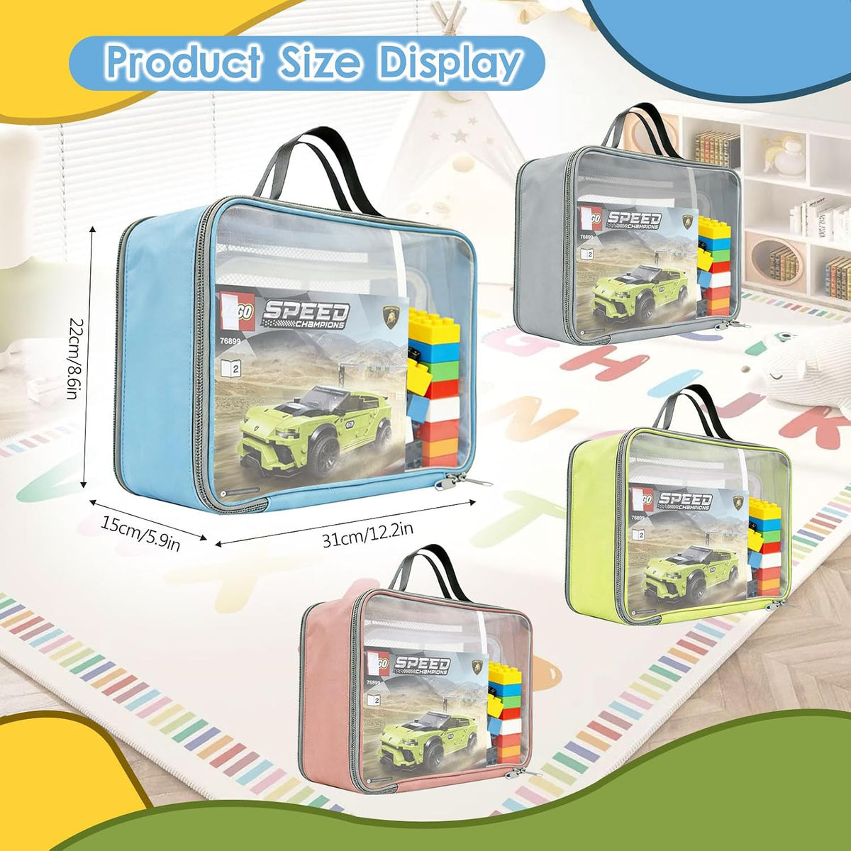 4-Pack Large Toy Storage Bags, Mesh Travel Bag for Board Games Storage