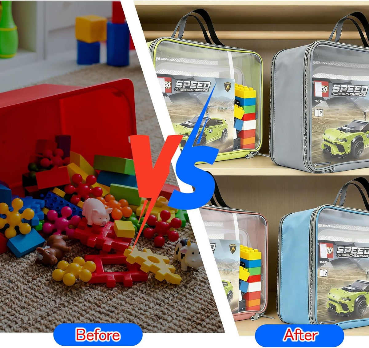 4-Pack Large Toy Storage Bags, Mesh Travel Bag for Board Games Storage