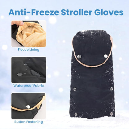 Winter Stroller Gloves, Universal Hand Muffs for Cold Weather, Black