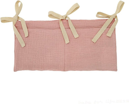 1Pcs BedHead Hanging Bag, Hanging Bag Miscellaneous Storage Bedside Table Storage Bag Iron Frame Bed Dormitory Supplies(Pink)