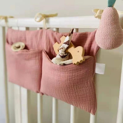 1Pcs BedHead Hanging Bag, Hanging Bag Miscellaneous Storage Bedside Table Storage Bag Iron Frame Bed Dormitory Supplies(Pink)