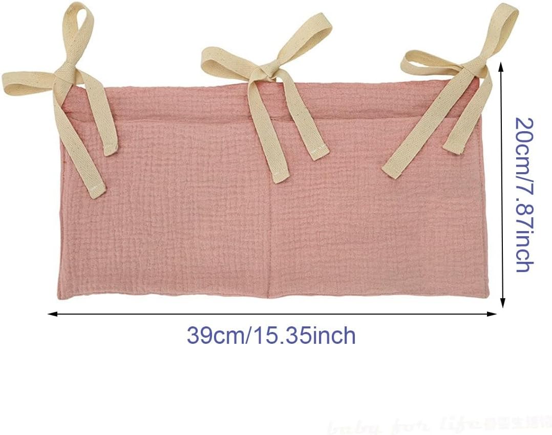 1Pcs BedHead Hanging Bag, Hanging Bag Miscellaneous Storage Bedside Table Storage Bag Iron Frame Bed Dormitory Supplies(Pink)