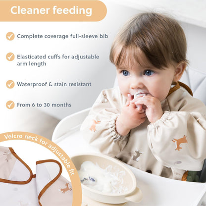 Set of Silicone Bibs for Babies & Toddlers,Soft Adjustable Bibs with Pocket Food Catcher for Baby Girl,Boy(Set 1)