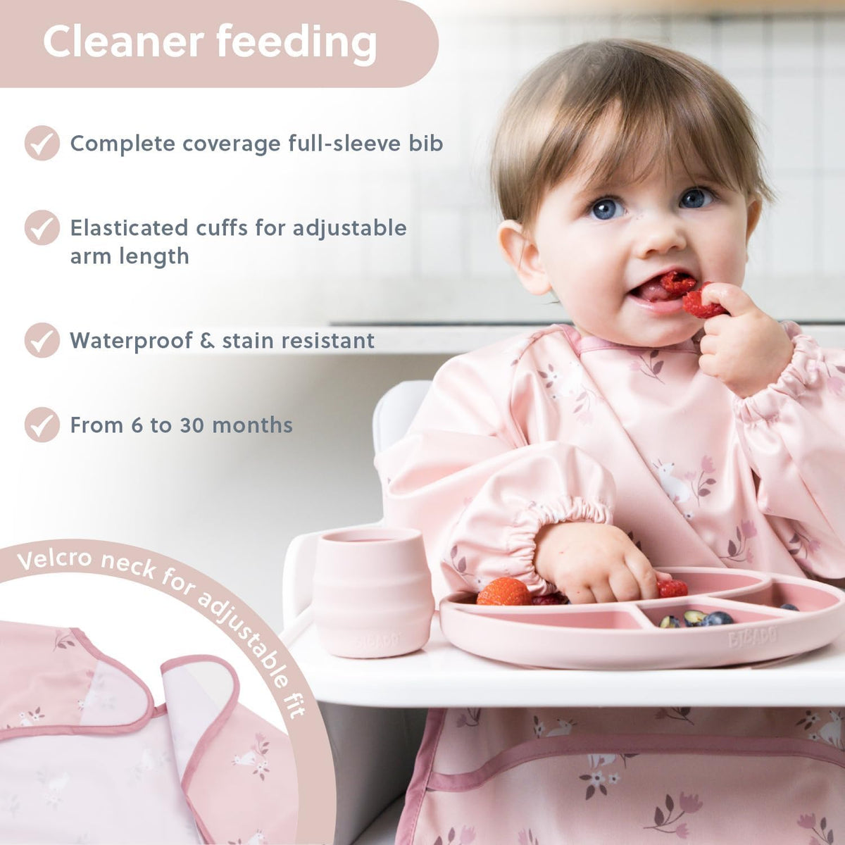 Set of Silicone Bibs for Babies & Toddlers,Soft Adjustable Bibs with Pocket Food Catcher for Baby Girl,Boy(Set 1)