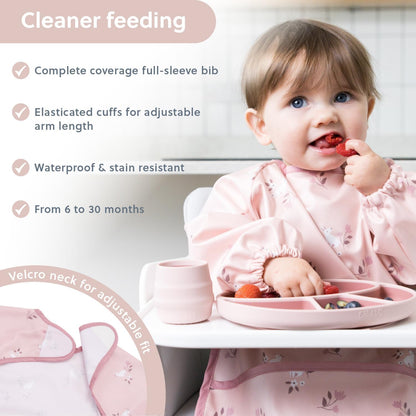 Set of Silicone Bibs for Babies & Toddlers,Soft Adjustable Bibs with Pocket Food Catcher for Baby Girl,Boy(Set 1)