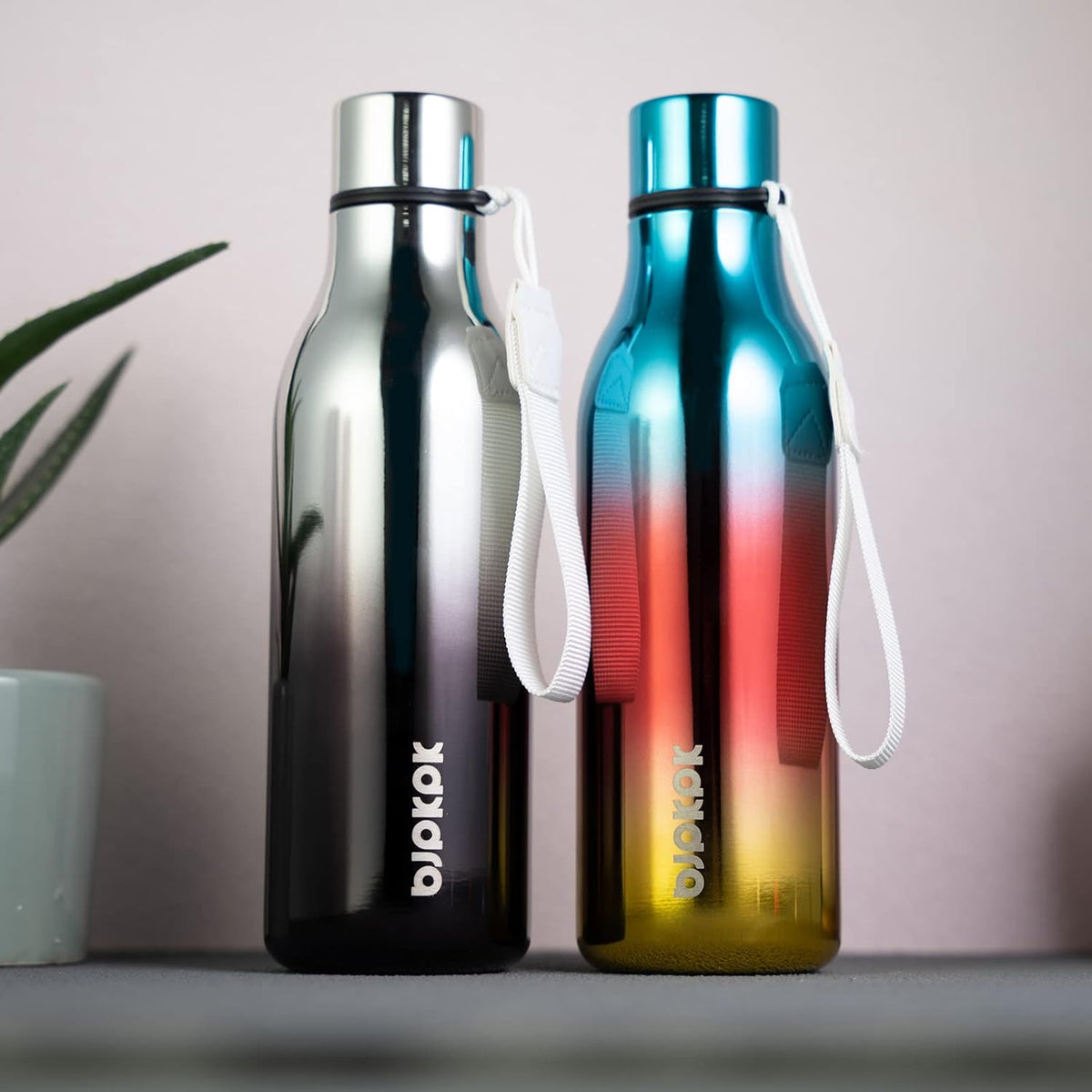 18oz Insulated Water Bottle, Stainless Steel Bottle with Carry Strap - Colors B