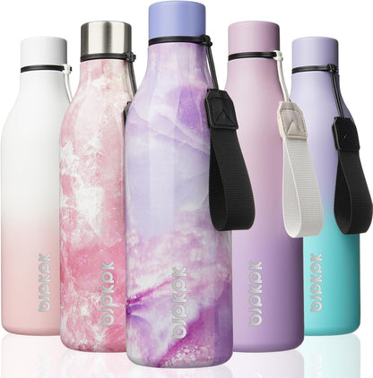 18oz Insulated Water Bottle, Stainless Steel Bottle with Carry Strap - Colors B