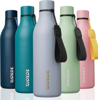 18oz Insulated Water Bottle, Stainless Steel Bottle with Carry Strap - Colors B