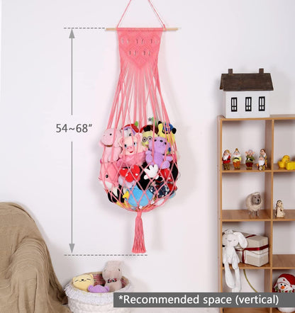 Stuffed Animal Hammock Wall Hanging Net for Stuffed Animal Storage Plush Toy Holder Macrame Toy Display for Boho Kidroom Decor Nursery Organizer (Cream)