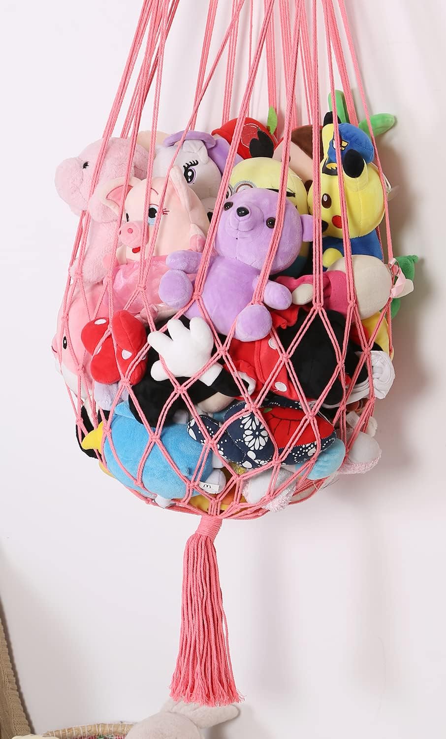 Stuffed Animal Hammock Wall Hanging Net for Stuffed Animal Storage Plush Toy Holder Macrame Toy Display for Boho Kidroom Decor Nursery Organizer (Cream)