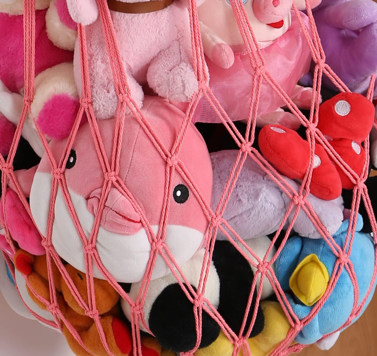 Stuffed Animal Hammock Wall Hanging Net for Stuffed Animal Storage Plush Toy Holder Macrame Toy Display for Boho Kidroom Decor Nursery Organizer (Cream)