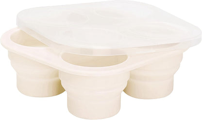 Silicone Foldable and Portable Baby Food Freezer Tray with Lid, Storage Container for Homemade Baby Food, Veggie & Fruit Purees, Ivory