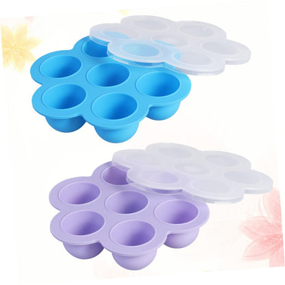 Baby Food Storage Tray Set, 2Pcs 200g Silicone 7 Cavities with Clip-On Lid