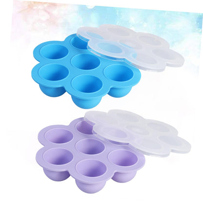 Baby Food Storage Tray Set, 2Pcs 200g Silicone 7 Cavities with Clip-On Lid