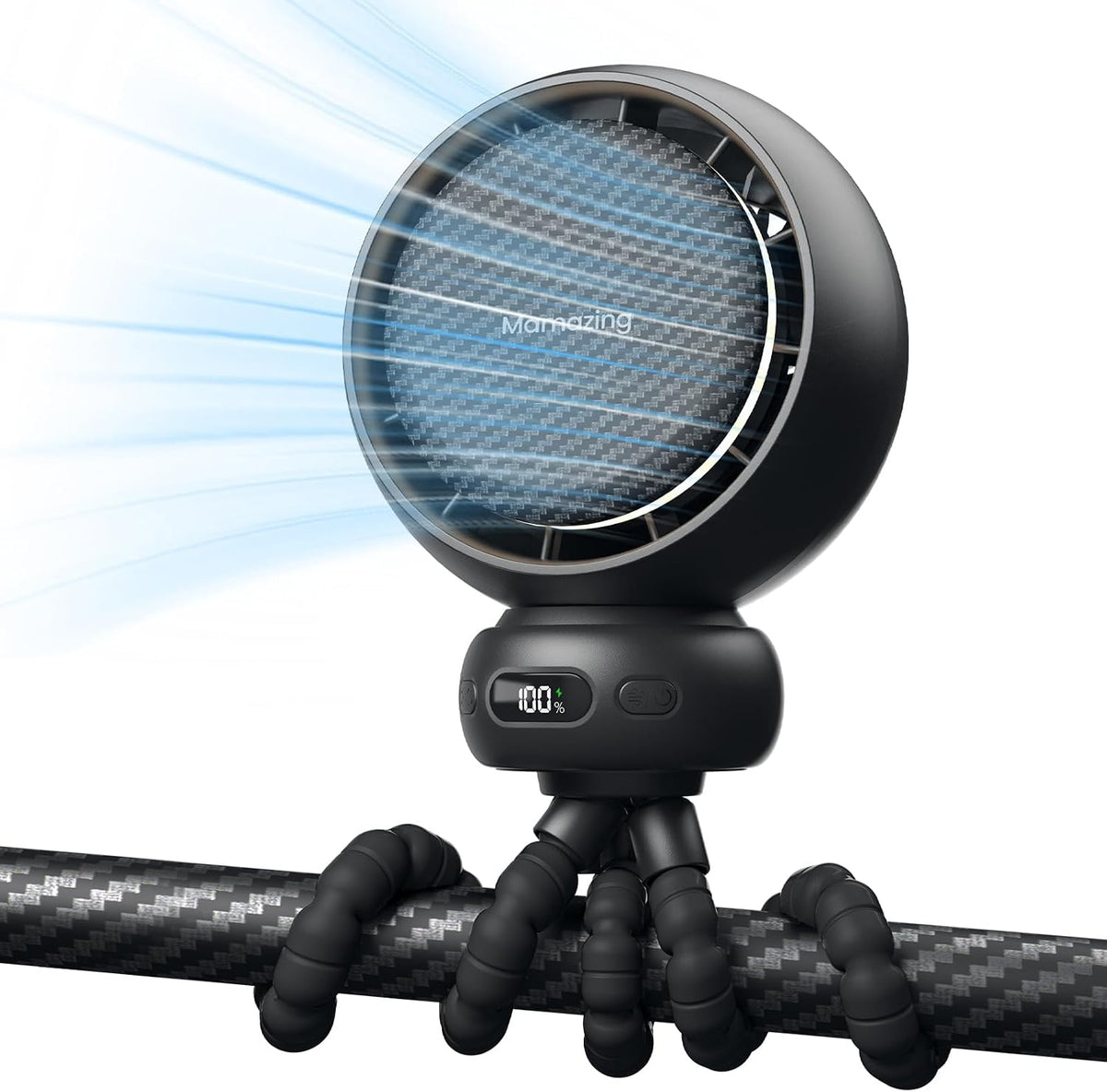 Portable Stroller Fan for Cooling, 70° Auto Oscillation, 5000mAh