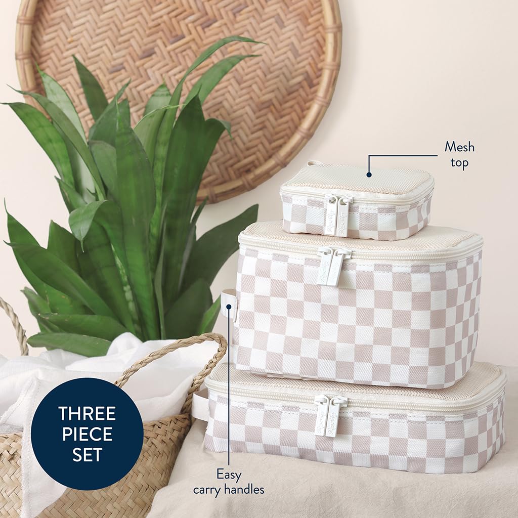 Packing Cubes for Travel, Set of 3 Organizers (Milk & Honey)