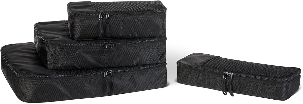 4-Piece Packing Cubes Travel Accessories Set, Luggage Organizer with Double Zipper, Mesh Top, Space-Saving, Medium, Sky Blue (Previously Amazon Basics)