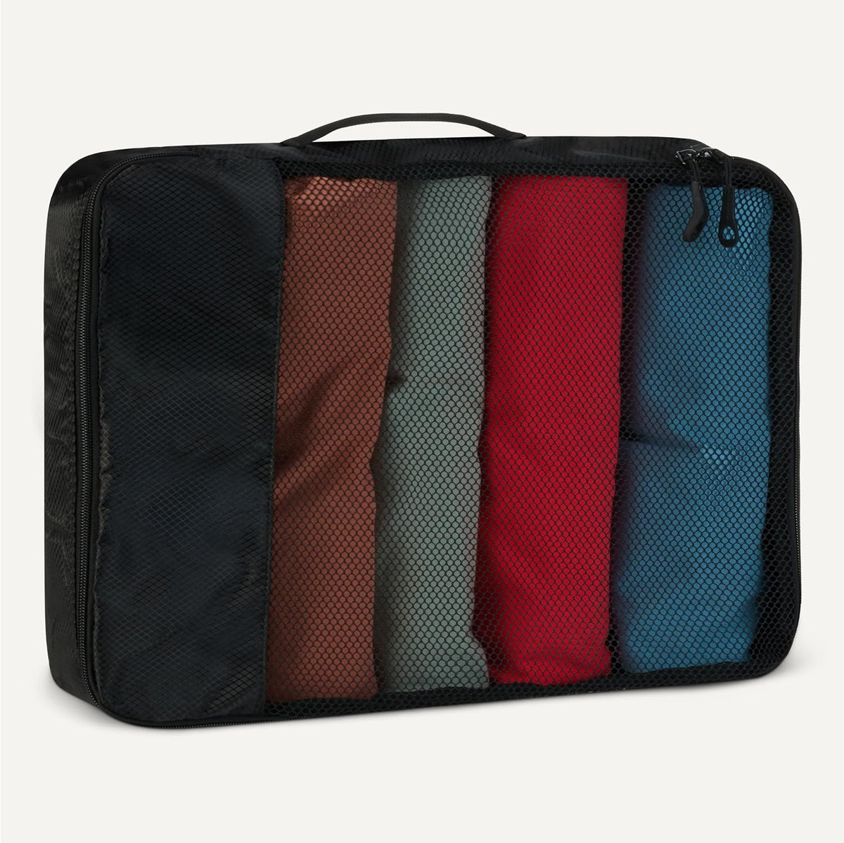 4-Piece Packing Cubes Travel Accessories Set, Luggage Organizer with Double Zipper, Mesh Top, Space-Saving, Medium, Sky Blue (Previously Amazon Basics)