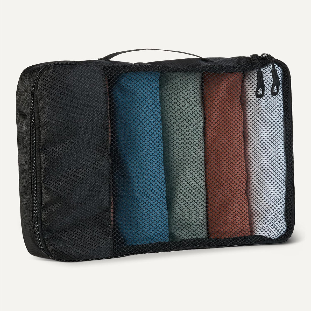 4-Piece Packing Cubes Travel Accessories Set, Luggage Organizer with Double Zipper, Mesh Top, Space-Saving, Medium, Sky Blue (Previously Amazon Basics)