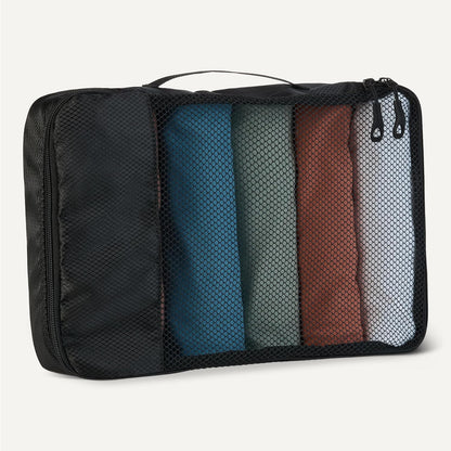 4-Piece Packing Cubes Travel Accessories Set, Luggage Organizer with Double Zipper, Mesh Top, Space-Saving, Medium, Sky Blue (Previously Amazon Basics)