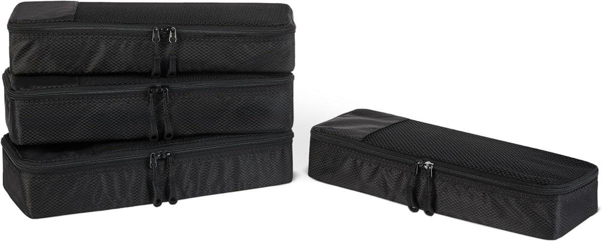 4-Piece Packing Cubes Travel Accessories Set, Luggage Organizer with Double Zipper, Mesh Top, Space-Saving, Medium, Sky Blue (Previously Amazon Basics)