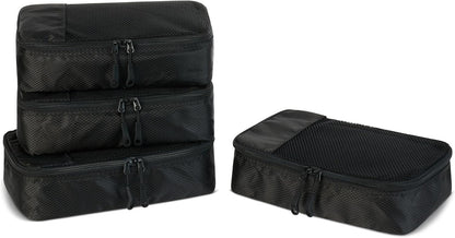 4-Piece Packing Cubes Travel Accessories Set, Luggage Organizer with Double Zipper, Mesh Top, Space-Saving, Medium, Sky Blue (Previously Amazon Basics)