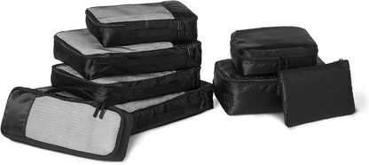 4-Piece Packing Cubes Travel Accessories Set, Luggage Organizer with Double Zipper, Mesh Top, Space-Saving, Medium, Sky Blue (Previously Amazon Basics)