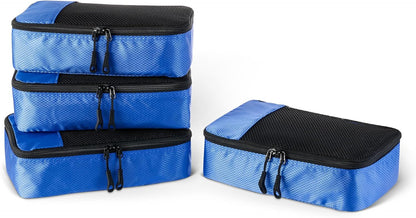 4-Piece Packing Cubes Travel Accessories Set, Luggage Organizer with Double Zipper, Mesh Top, Space-Saving, Medium, Sky Blue (Previously Amazon Basics)