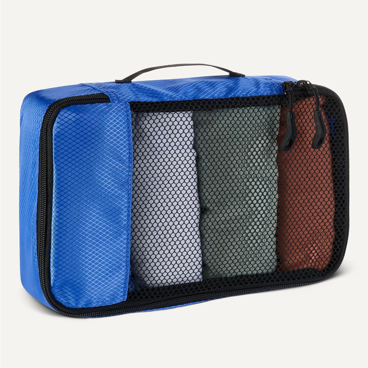 4-Piece Packing Cubes Travel Accessories Set, Luggage Organizer with Double Zipper, Mesh Top, Space-Saving, Medium, Sky Blue (Previously Amazon Basics)