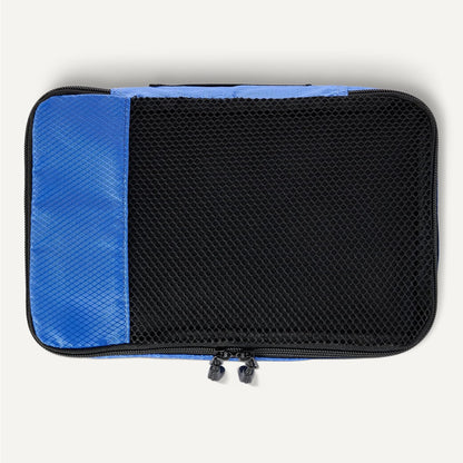 4-Piece Packing Cubes Travel Accessories Set, Luggage Organizer with Double Zipper, Mesh Top, Space-Saving, Medium, Sky Blue (Previously Amazon Basics)
