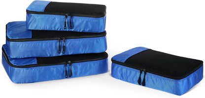 4-Piece Packing Cubes Travel Accessories Set, Luggage Organizer with Double Zipper, Mesh Top, Space-Saving, Medium, Sky Blue (Previously Amazon Basics)