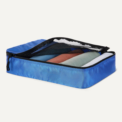 4-Piece Packing Cubes Travel Accessories Set, Luggage Organizer with Double Zipper, Mesh Top, Space-Saving, Medium, Sky Blue (Previously Amazon Basics)
